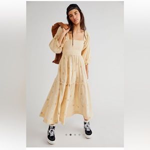NWT Free People Dahlia Embroidered Maxi Dress